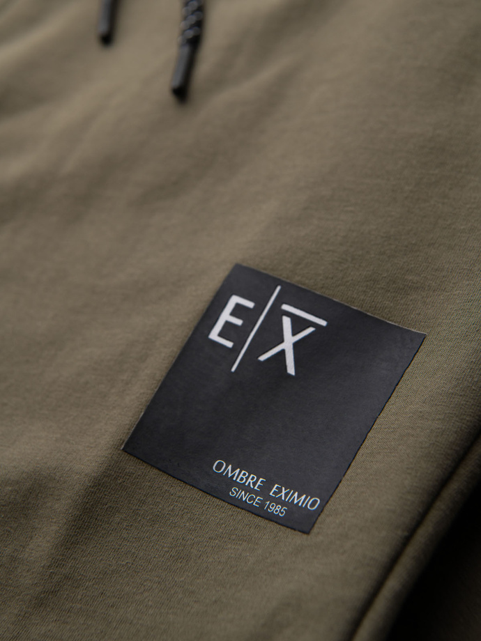 Męski komplet dresowy bluza z kapturem + spodnie dresowe - oliwkowy V4 Z107