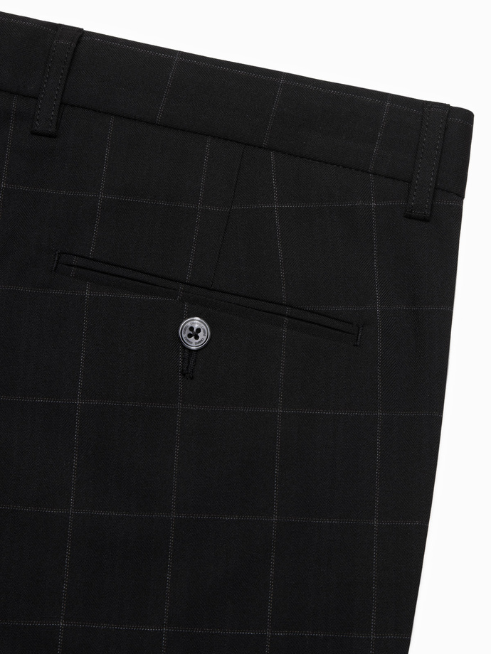 Men's pants with a classic cut in a delicate check - black V5 OM-PACP-0187