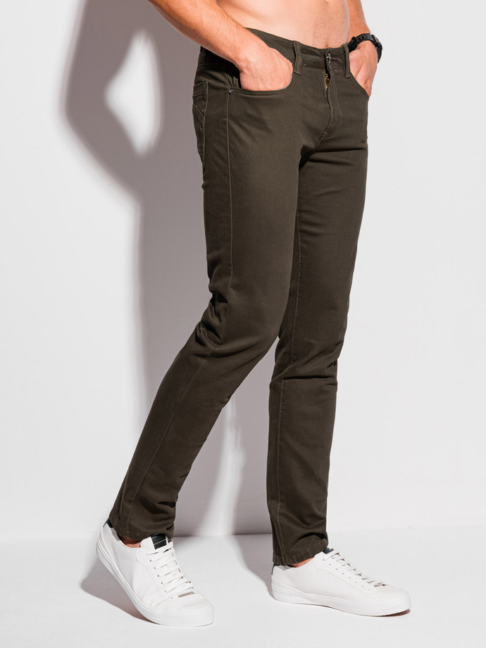 Spodnie męskie jeansowe P1257 - khaki