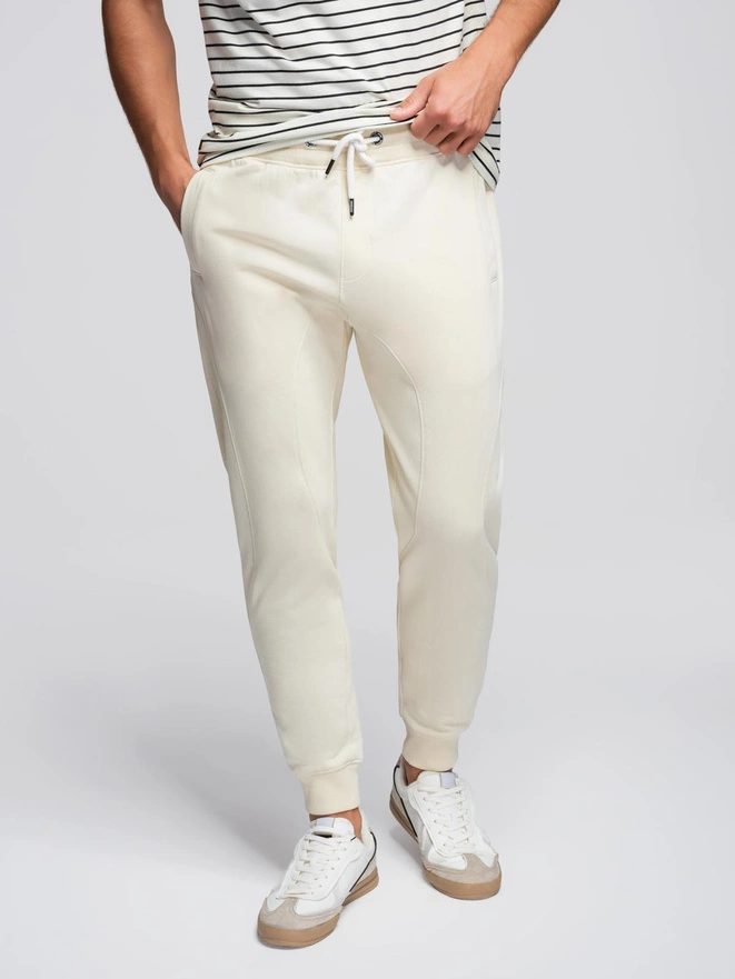 Men's jogger sweatpants - cream V11 OM-PABS-0173