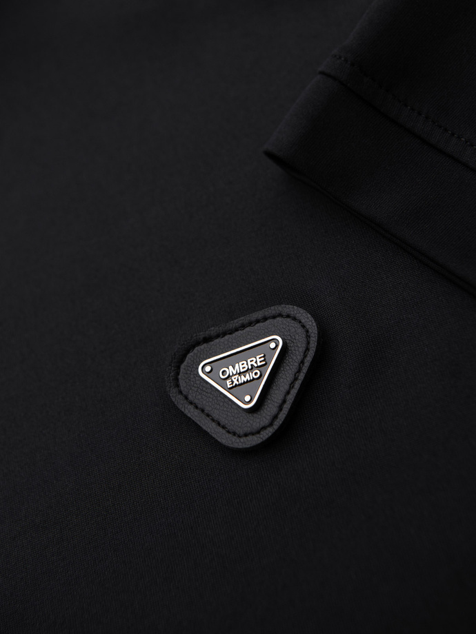 Stylish men's stretch fabric polo shirt - black V1 OM-POSS-0150