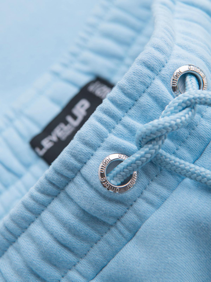 Szorty dresowe unisex ze ściągaczem w pasie – błękitne V8 OU-SRBC-0101