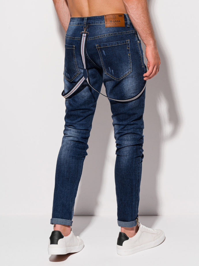 Spodnie męskie jeansowe P1256 - niebieskie