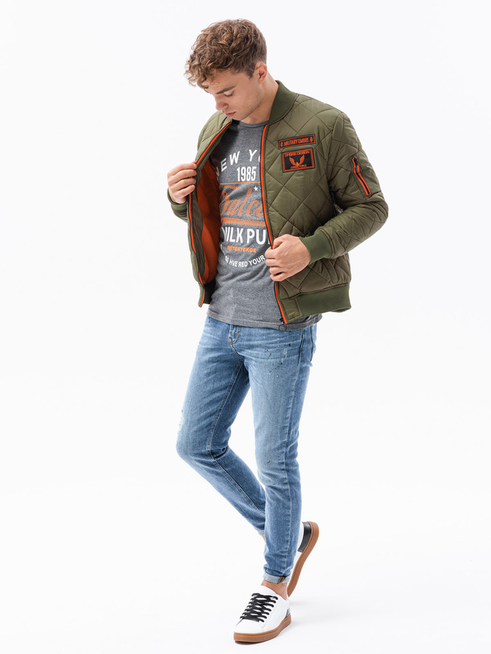 Men's insulated bomber jacket - olive V1 C357