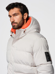 Men's sports warm jacket with double hood - ash V1 OM-JAHP-0208