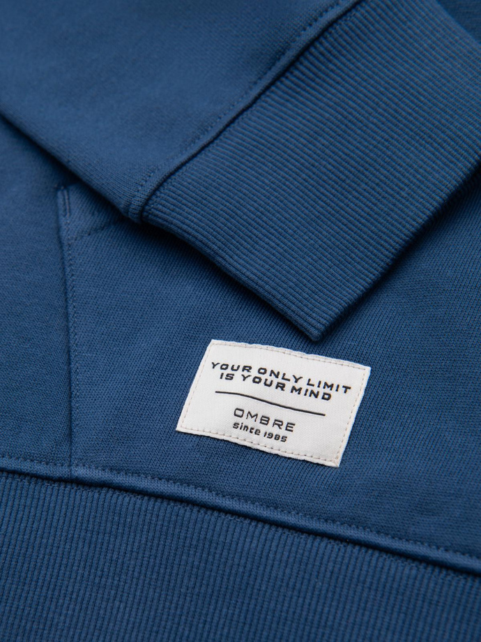 Bluza męska dresowa BASIC kangurka z kapturem - granatowa V4 B1674