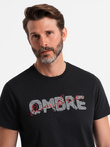 Men's cotton t-shirt with double printed logo - black V2 OM-TSPT-0211