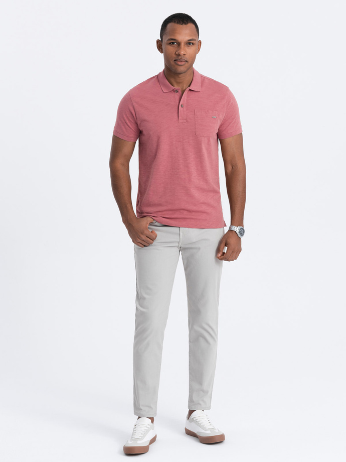 Spodnie męskie chino o dopasowanym kroju - szare V2 OM-PACP-0151