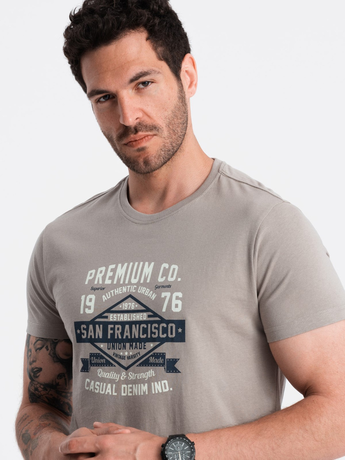 Men's San Francisco printed cotton t-shirt - ash V4 OM-TSPT-0120