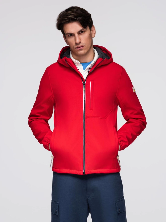 Men's jacket with fleece center SOFTSHELL-red V6 OM-JANP-0137