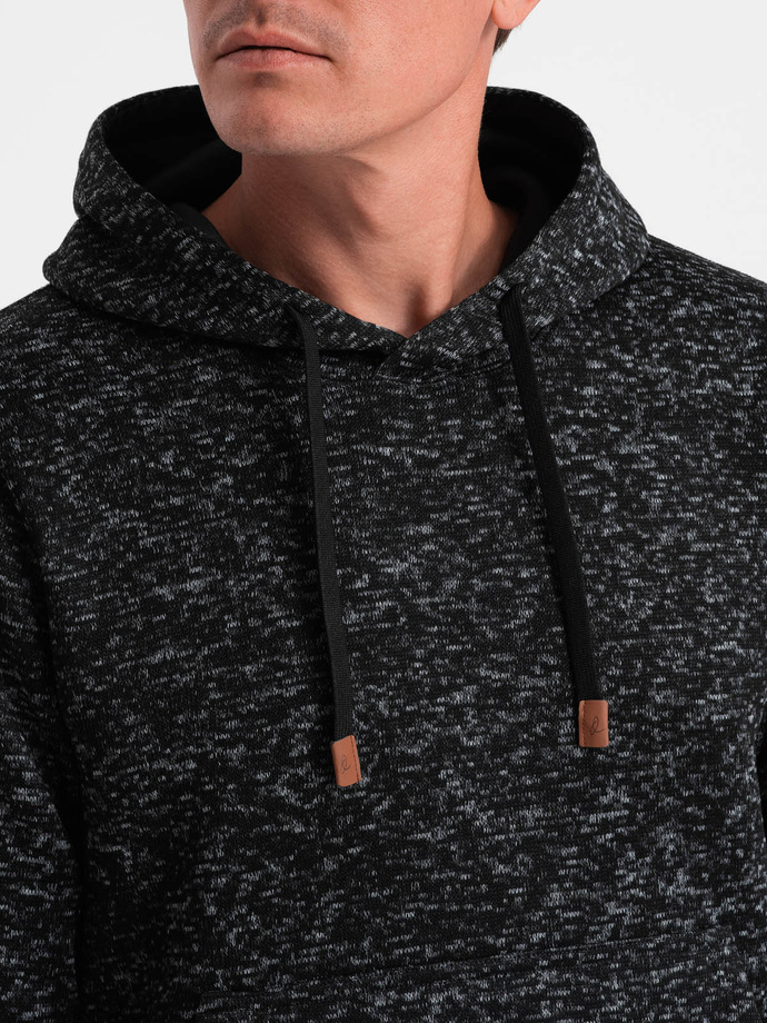 Men's non-stretch kangaroo hoodie - graphite melange V2 OM-SSNZ-0147