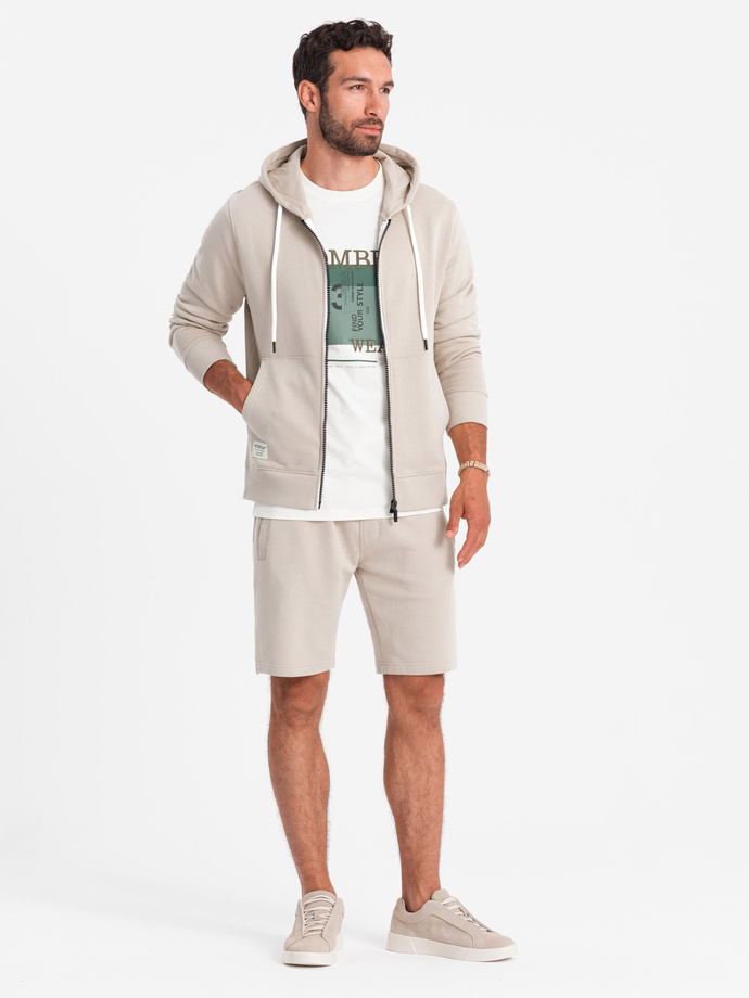 Men's sweatshirt set unbuttoned sweatshirt + shorts - ash V1 Z76