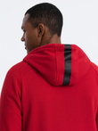 Men's unbuttoned hooded sweatshirt - red V6 OM-SSZP-0124