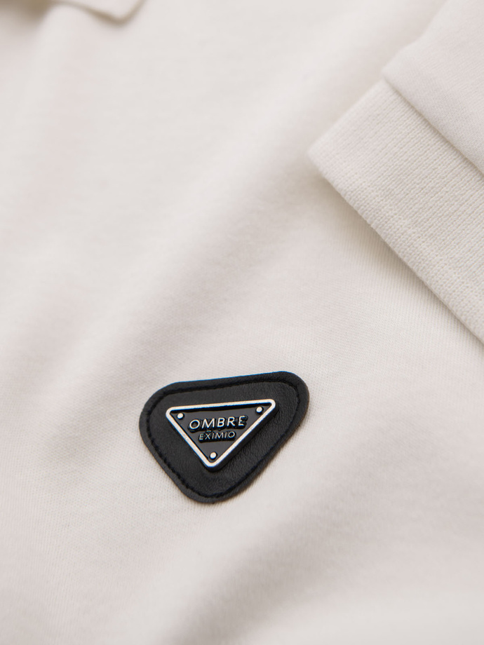 Men's polo shirt with zipper neckline - white V1 OM-POSS-0148