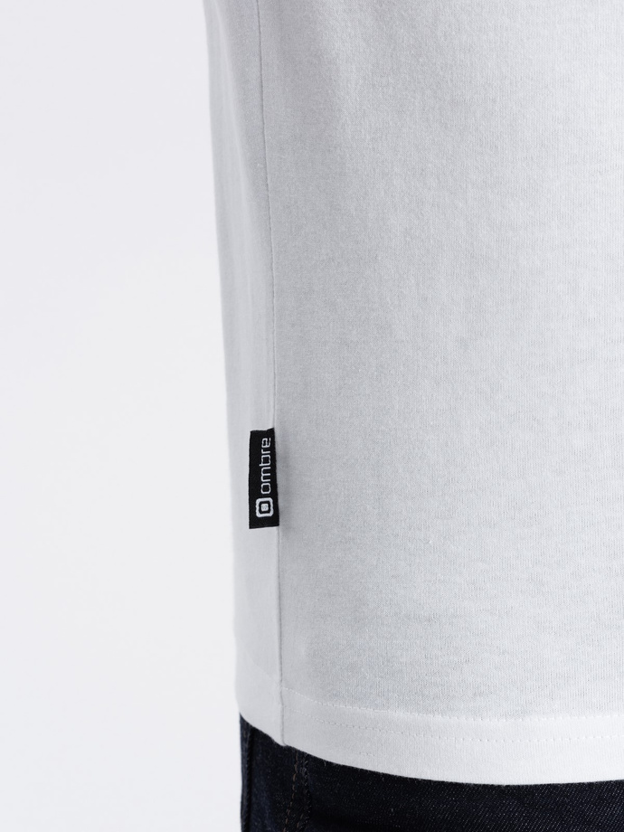 BASIC men's longsleeve with round neckline - white V4 OM-LSBL-0106