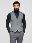Elegant men's SLIM FIT herringbone vest - grey V1 OM-BLZV-0143