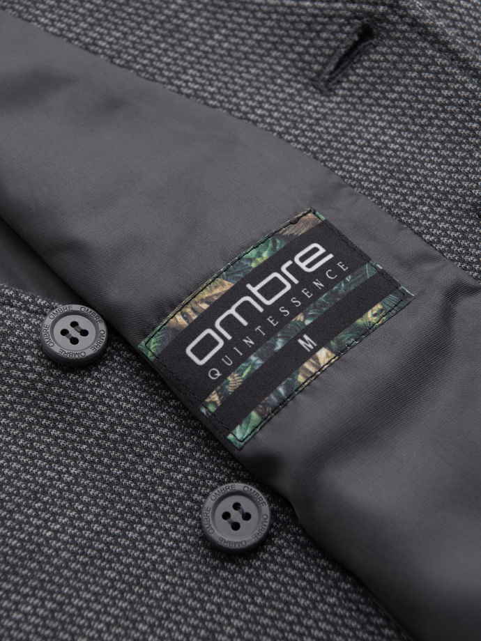 Fitted elegant men's structured knit vest - graphite V3 OM-BLZV-0147