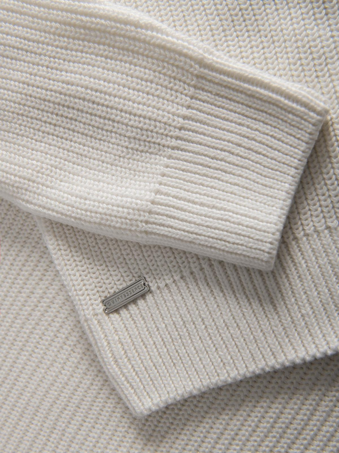 Classic men's cotton turtleneck sweater - white V3 OM-SWTN-0162