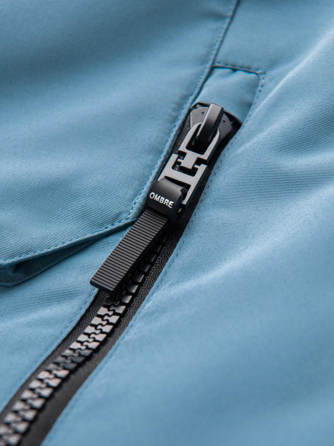 Insulated long men's jacket with reflective elements - blue V4 OM-JALJ-0169