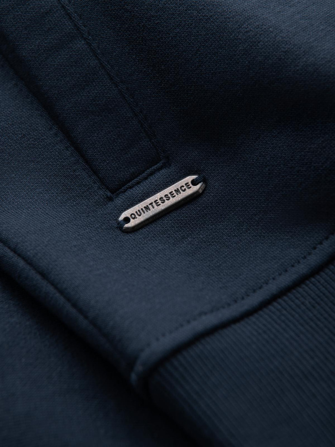 Men's unbuttoned cotton sweatshirt bomber - navy blue V4 OM-SSZP-0215