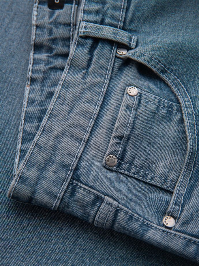 Men's denim shorts with rolled up leg - light blue V1 OM-SRDS-0164