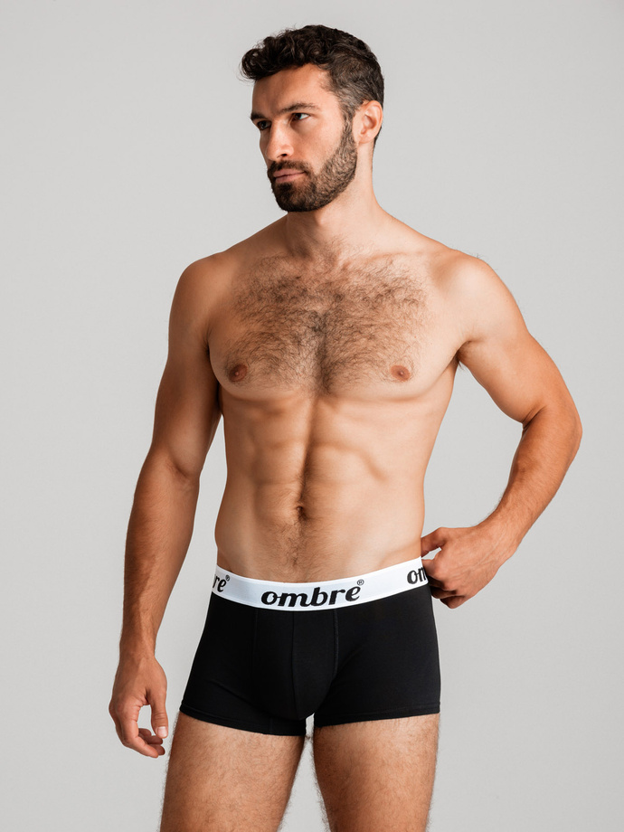 Men's cotton boxer shorts with contrasting elastic - 7-pack black V1 OM-UNBO-0100
