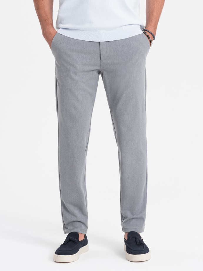 Elegant men's SLIM FIT chino pants - light grey V1 OM-PACP-0191