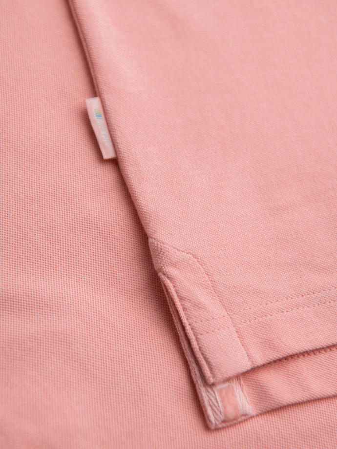 Cotton pique knit polo shirt - pink V5 OM-POSS-0103