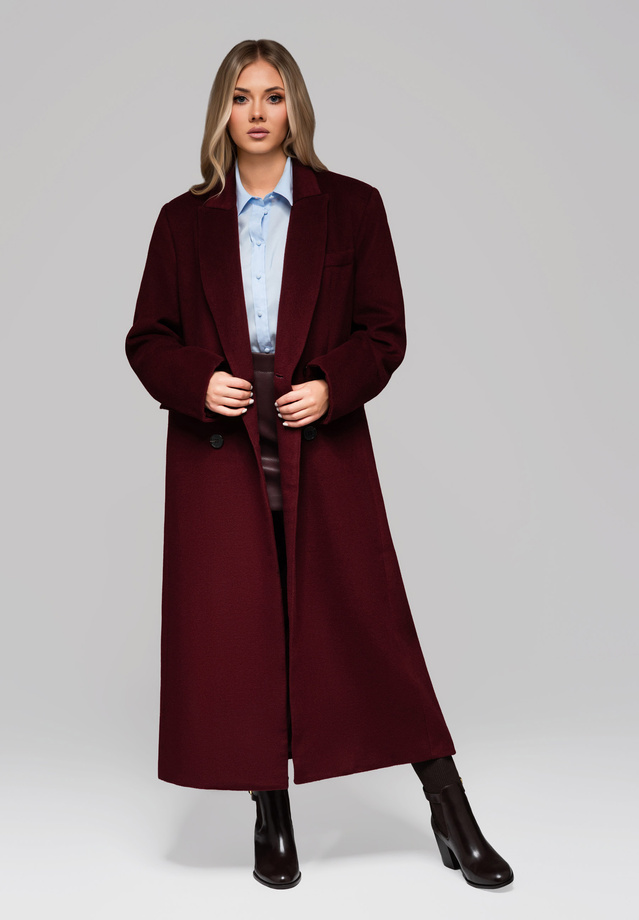 Women's long wool coat LARICA OW-COLC-0100 v3 - maroon