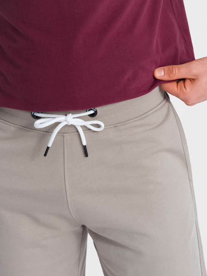 Men's sweat shorts with rounded leg - dark beige V3 OM-SRSK-0105
