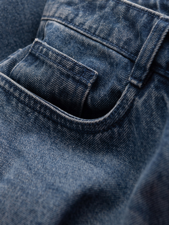 Męskie jeansowe spodnie TAPERED FIT z dziurami – ciemnoniebieskie V3 OM-PADP-0175