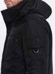 Men's insulated jacket with hood - black V5 OM-JAHP-0128