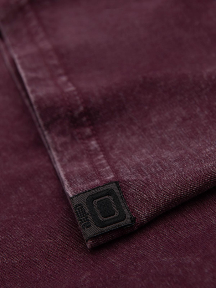 Men's T-shirt with wash effect - burgundy V3 OM-TSWT-0116