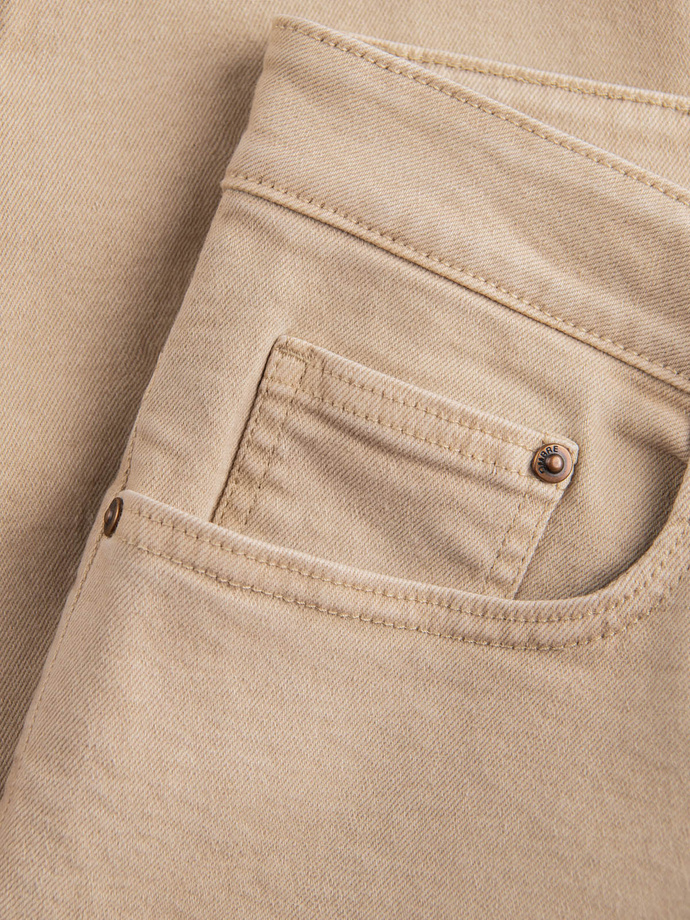 Jeansowe spodnie męskie bez przetarć SLIM FIT - beżowe V8 OM-PADP-0148