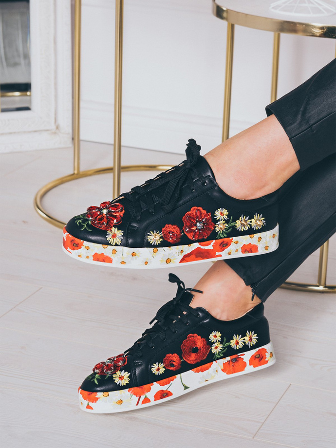 Women's flower trainers LR130 black