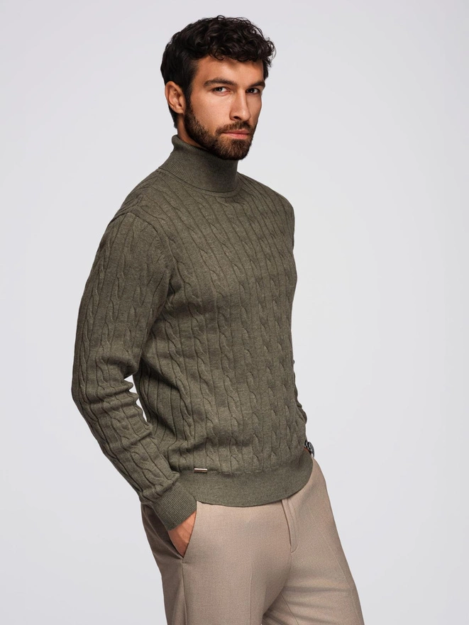 Knitted monochrome men's viscose cardigan - navy blue V1 OM-SWCD-0126