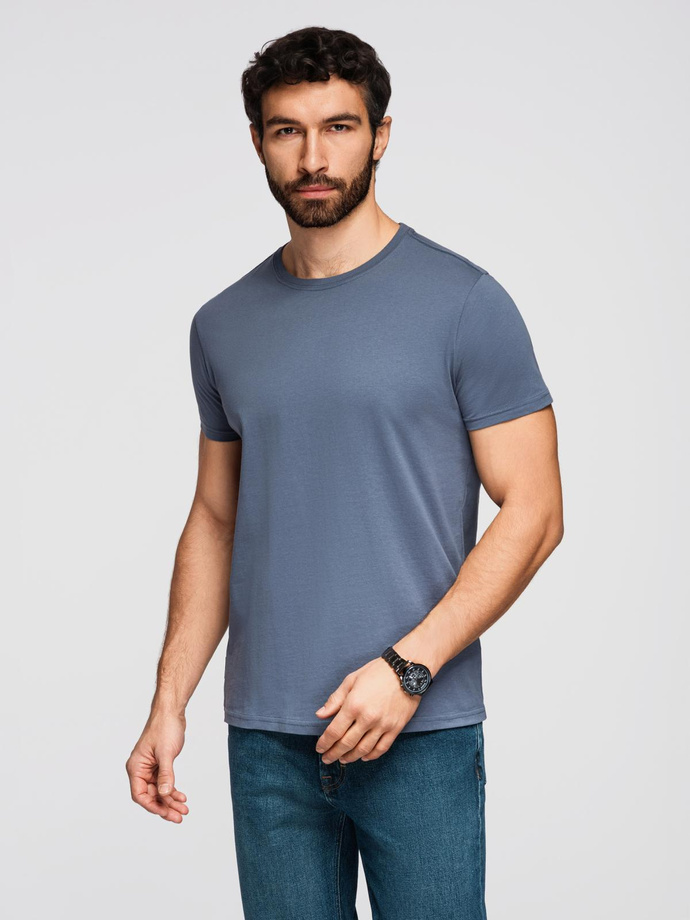 BASIC men's classic cotton T-shirt - blue denim V7 OM-TSBS-0236