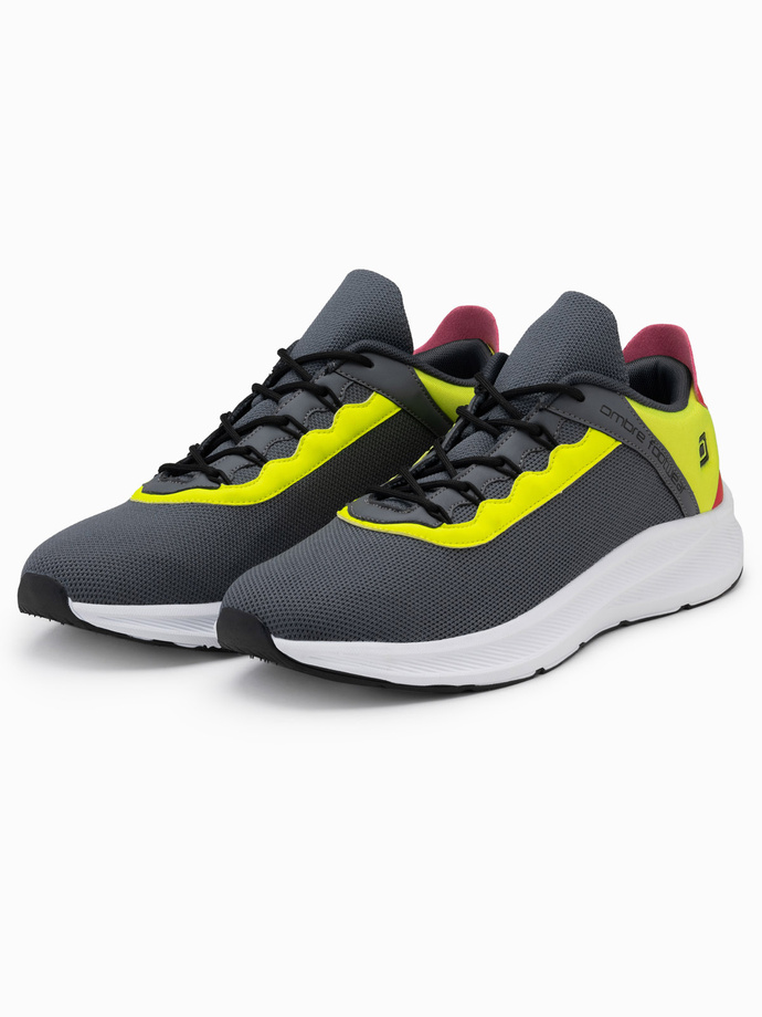 Men's sneakers with neon inserts - graphite V3 OM-FOKS-0118