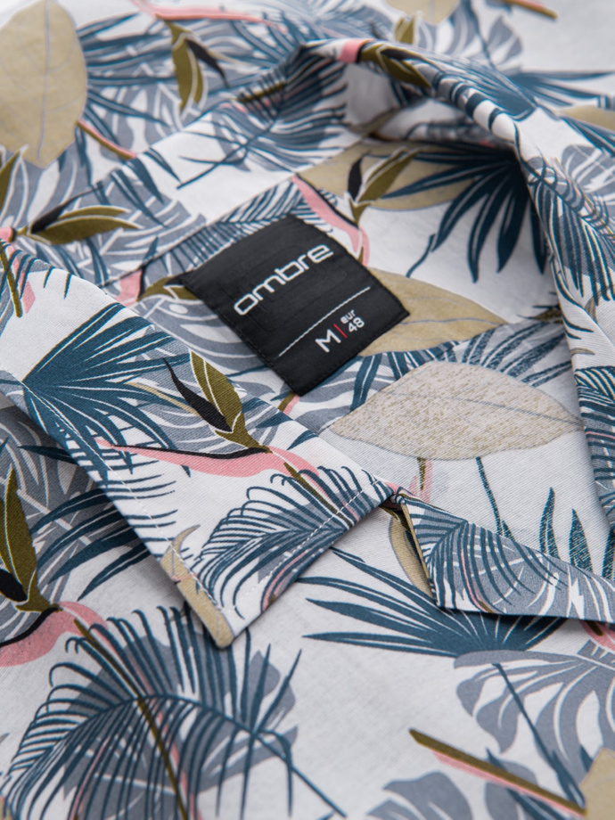 Viscose patterned men's short sleeve shirt - palm trees V7 OM-SHPS-0113