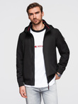 Men's jacket with hood and high collar - black V1 OM-JANP-0222