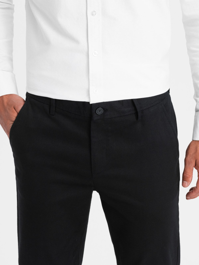 Spodnie męskie chino SLIM FIT z delikatną teksturą - czarne V5 OM-PACP-0190