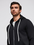 Men's BASIC unbuttoned hooded sweatshirt - black V5 OM-SSBZ-0178
