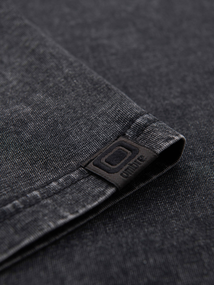 T-shirt męski z efektem sprania – czarny V1 OM-TSWT-0116