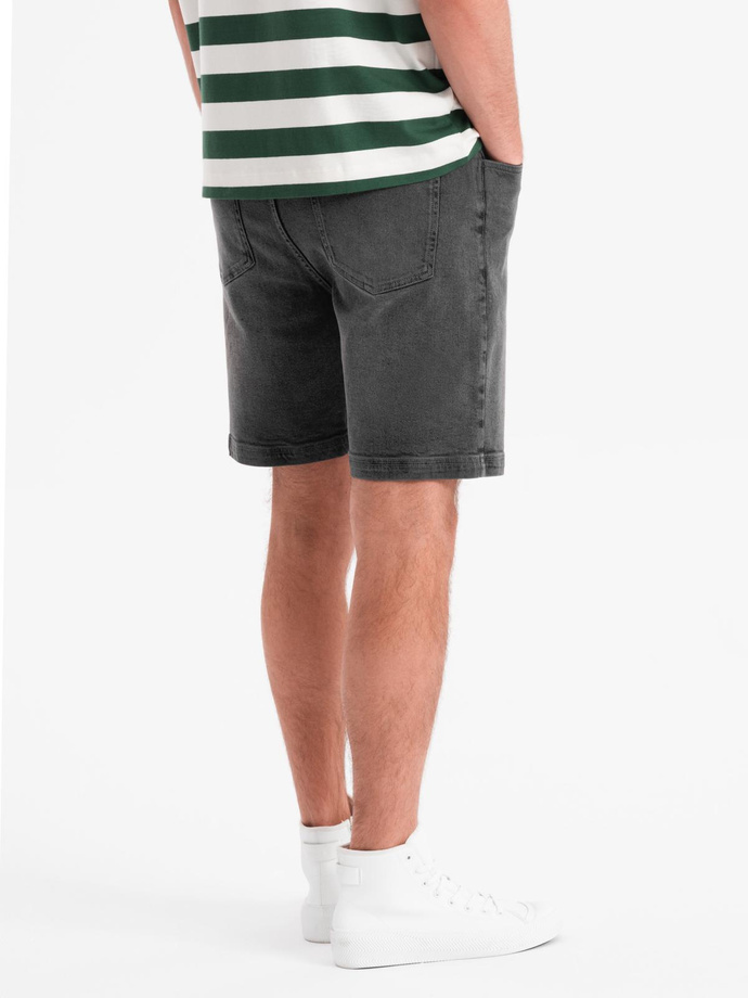 Szorty męskie z gumką w pasie i efektem sprania – szare V3 OM-SRDS-0192