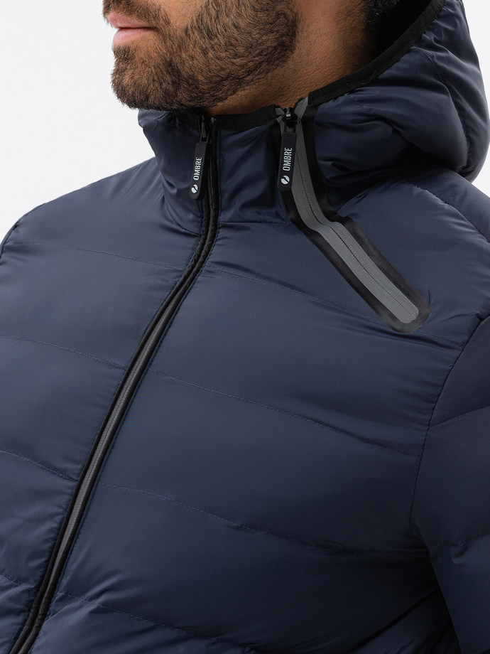 Men's mid-season quilted jacket - dark grey C451