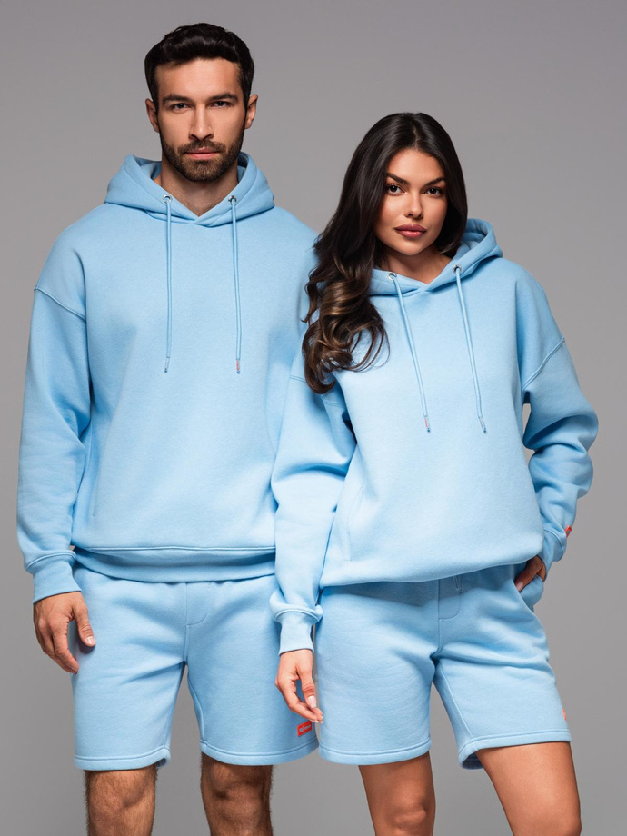 Unisex sweatshirt with hood and pockets - blue V8 OU-SNBC-0105