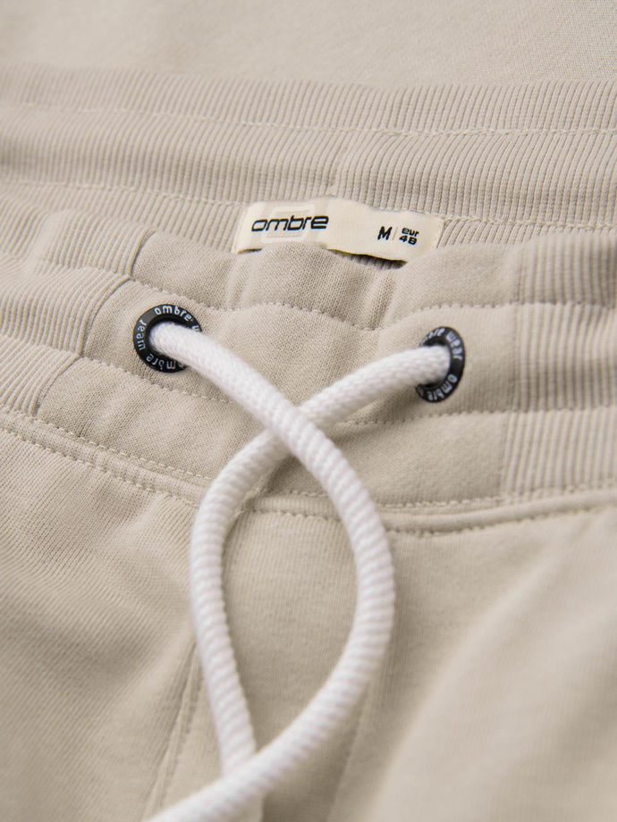 Men's sweatpants with unlined leg - light beige V1 OM-PABS-0206
