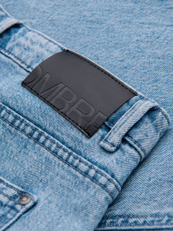 Marmurkowe męskie spodnie jeansowe CARROT FIT – jasnoniebieskie V1 OM-PADP-0225