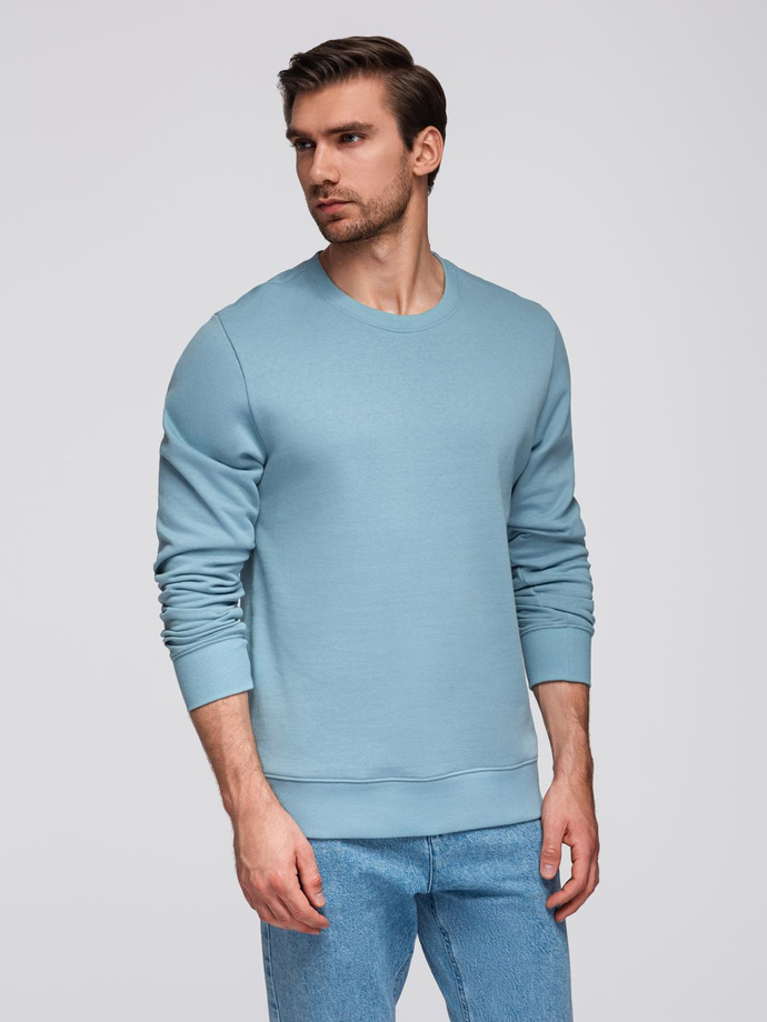 BASIC men's sweatshirt with round neckline - blue V7 OM-SSBN-0175