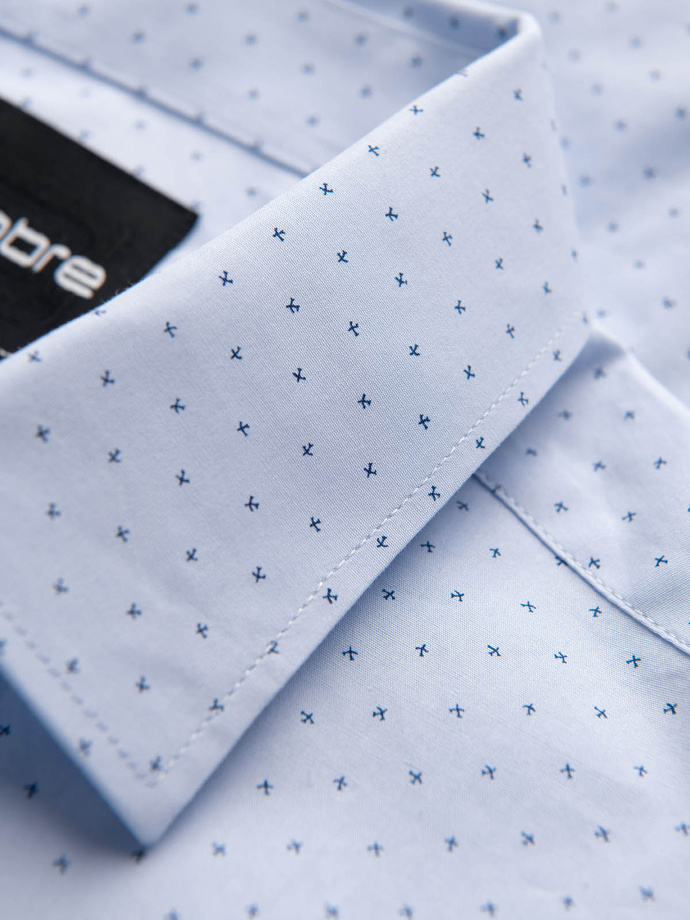 Classic men's cotton SLIM FIT shirt in micro pattern - blue V7 OM-SHCS-0156